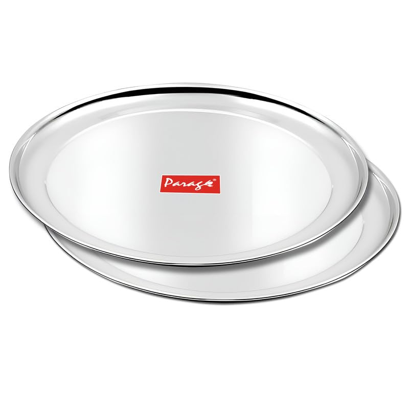 2pc Stainless Steel Raj Bhog Plate | 12in Heavy Gauge | Silver