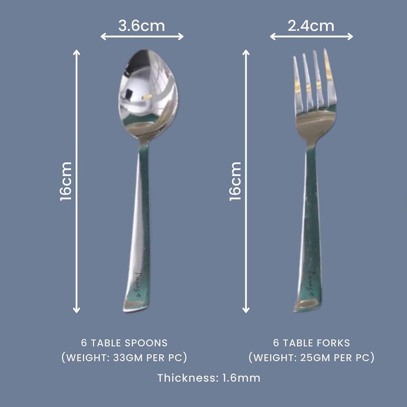 12pc Stainless Steel Spoons & Forks | Tea Coffee | Mirror Polished