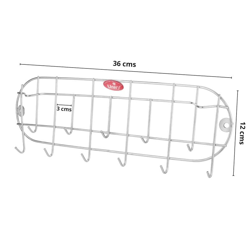 2 Pcs Stainless Steel Wall Cloth Hanger with 11 Hooks | Bathroom & Kitchen Hook Rail (Silver)