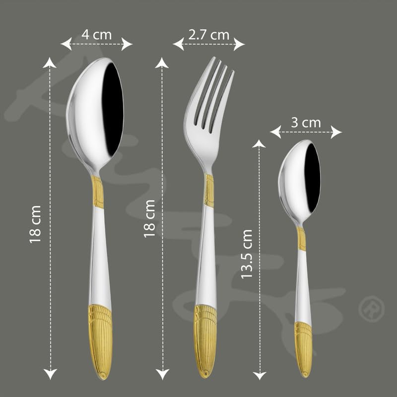 18pc Stainless Steel Golden Cutlery | Gift Box | Ivory Design