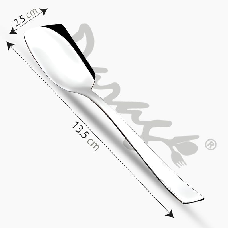 6 Pcs Stainless Steel Ice Cream Spoon Set – Silver, 13.5cm, Food Grade, Durable & Stylish Dessert Spoons for Home & Kitchen
