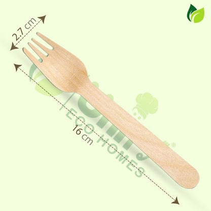 100 Pcs Disposable Wooden Forks | 160mm, Eco-Friendly, Biodegradable | Party, Wedding