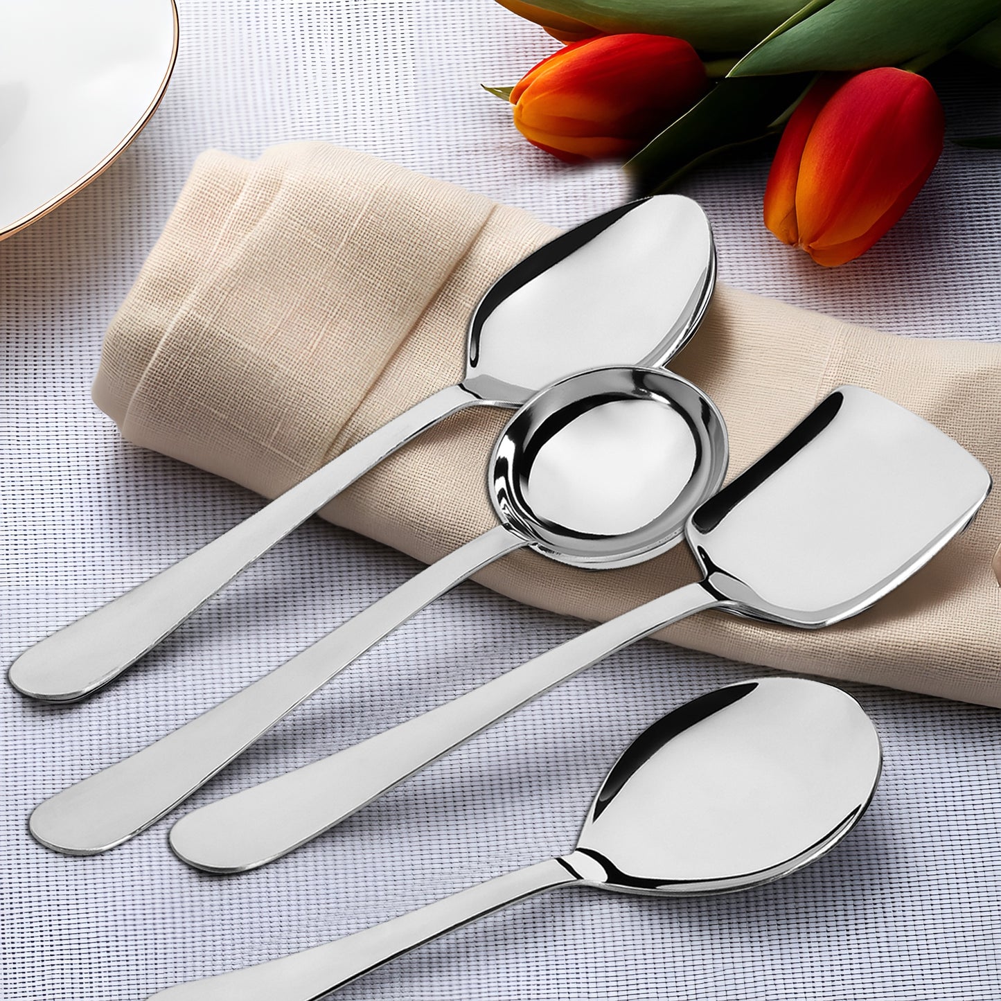 4-Piece Stainless Steel Serving Spoon Set | Heavy Gauge 1.8mm | Kitchen & Dining Use