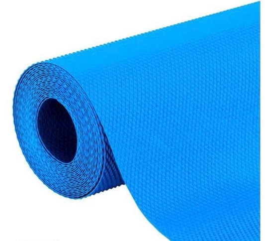 Metallic Blue EVA Anti-Slip Shelf Liner Roll – 45 cm x 5 m, Diamond Texture, Washable Multipurpose Mat for Kitchen Cabinets, Cupboards & Shelves