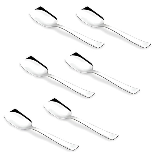 6 Pcs Stainless Steel Ice Cream Spoon Set – Silver, 13.5cm, Food Grade, Durable & Stylish Dessert Spoons for Home & Kitchen