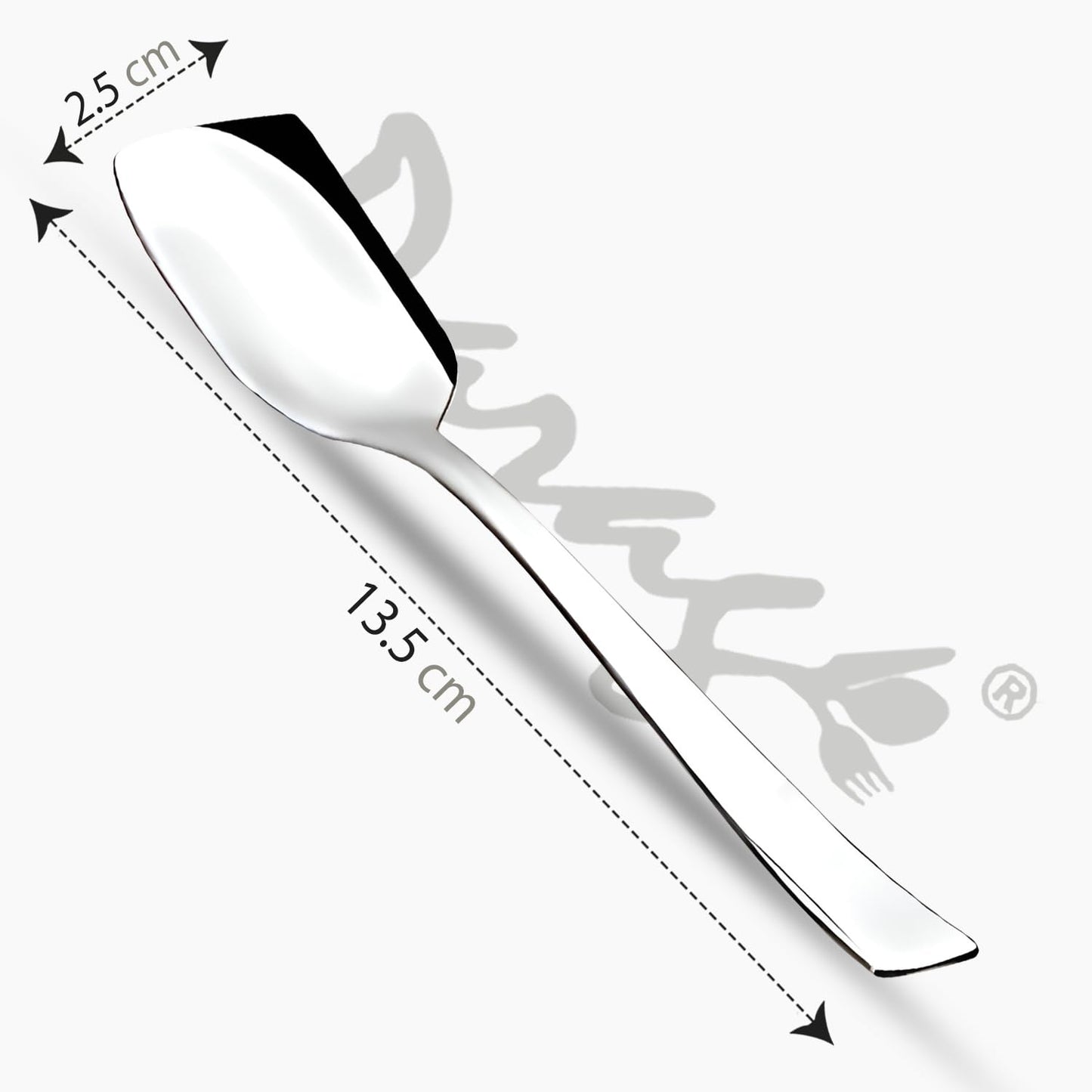 12 Pcs Stainless Steel Ice Cream Spoon Set – Silver, 13.5cm, Food Grade, Durable & Stylish Dessert Spoons for Home & Kitchen