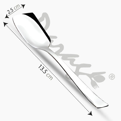 12 Pcs Stainless Steel Ice Cream Spoon Set – Silver, 13.5cm, Food Grade, Durable & Stylish Dessert Spoons for Home & Kitchen