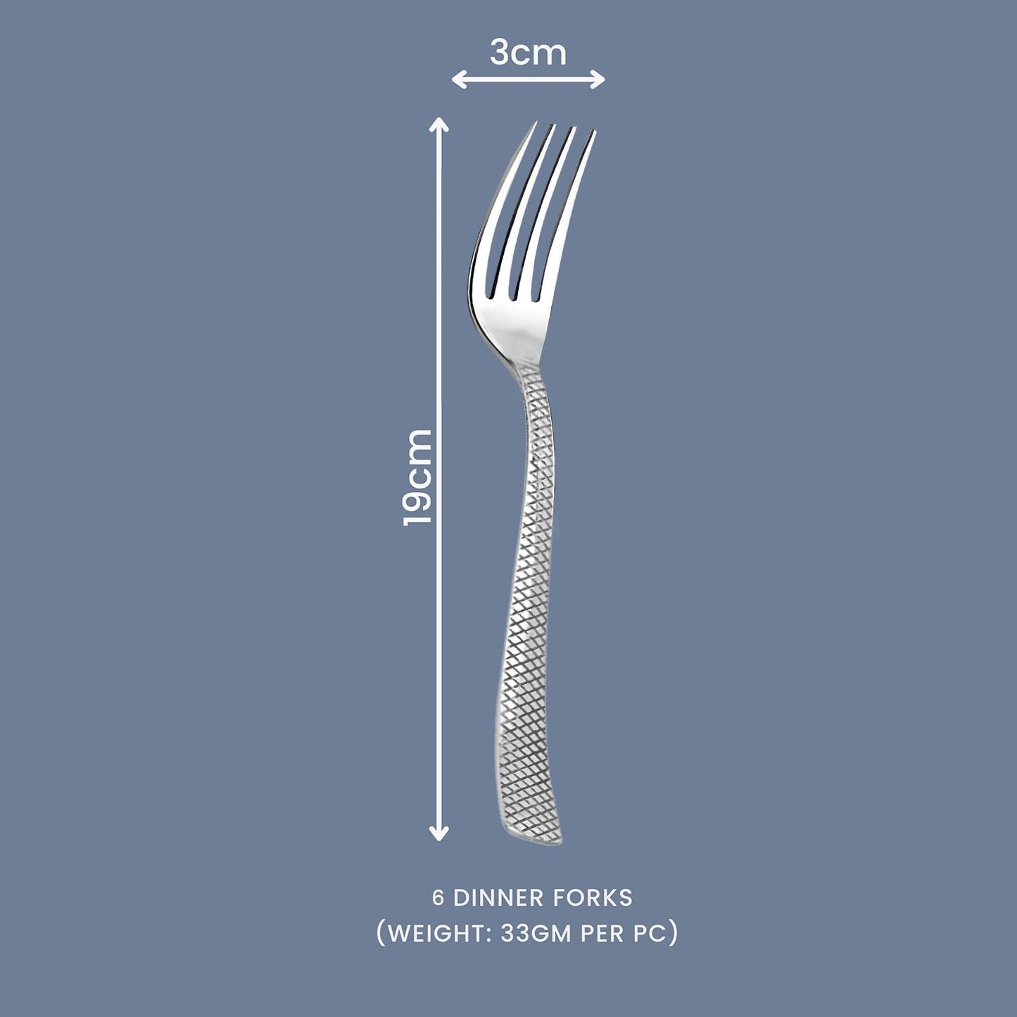 6 Pcs Stainless Steel Dinner Forks – 18 cm Silver Zig Zag Design, Mirror Finish, Durable Cutlery Set for Home, Kitchen & Restaurant, Dishwasher Safe
