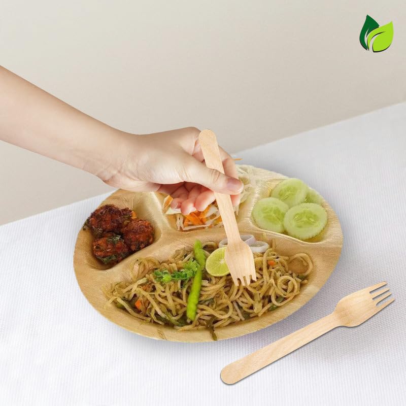100 Pcs Disposable Wooden Forks | 160mm, Eco-Friendly, Biodegradable | Party, Wedding