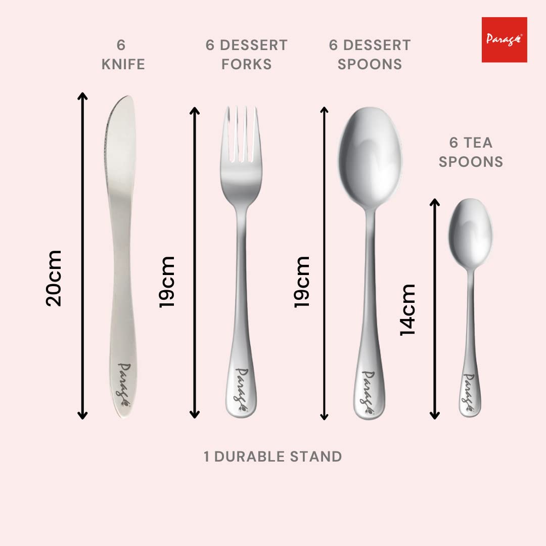 24 Pcs Premium Stainless Steel Cutlery Set for Home & Kitchen | Silver Tableware