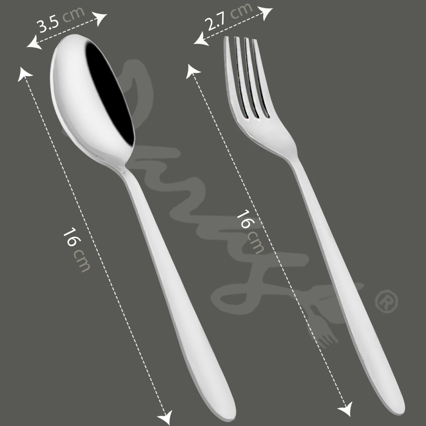 12 Pcs Stainless Steel Spoon & Fork Set for Tea, Coffee, Sugar & Condiments – 6 Spoons + 6 Forks, Dining Tableware, Silver, Sigma Design