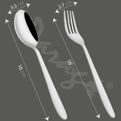 12 Pcs Stainless Steel Spoon & Fork Set for Tea, Coffee, Sugar & Condiments – 6 Spoons + 6 Forks, Dining Tableware, Silver, Sigma Design