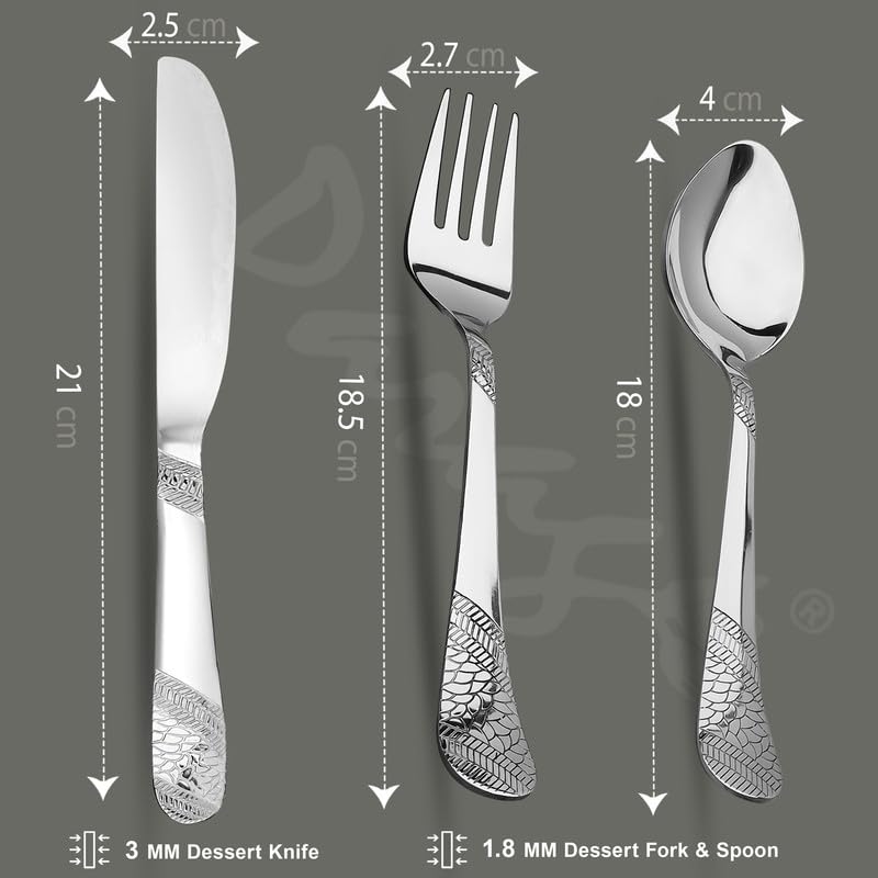3pc Stainless Steel Knife Fork Spoon | 3mm Imperial | Silver