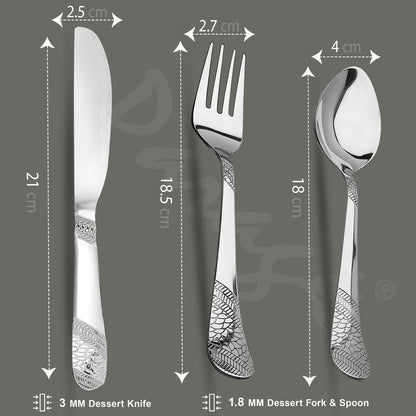 3pc Stainless Steel Knife Fork Spoon | 3mm Imperial | Silver