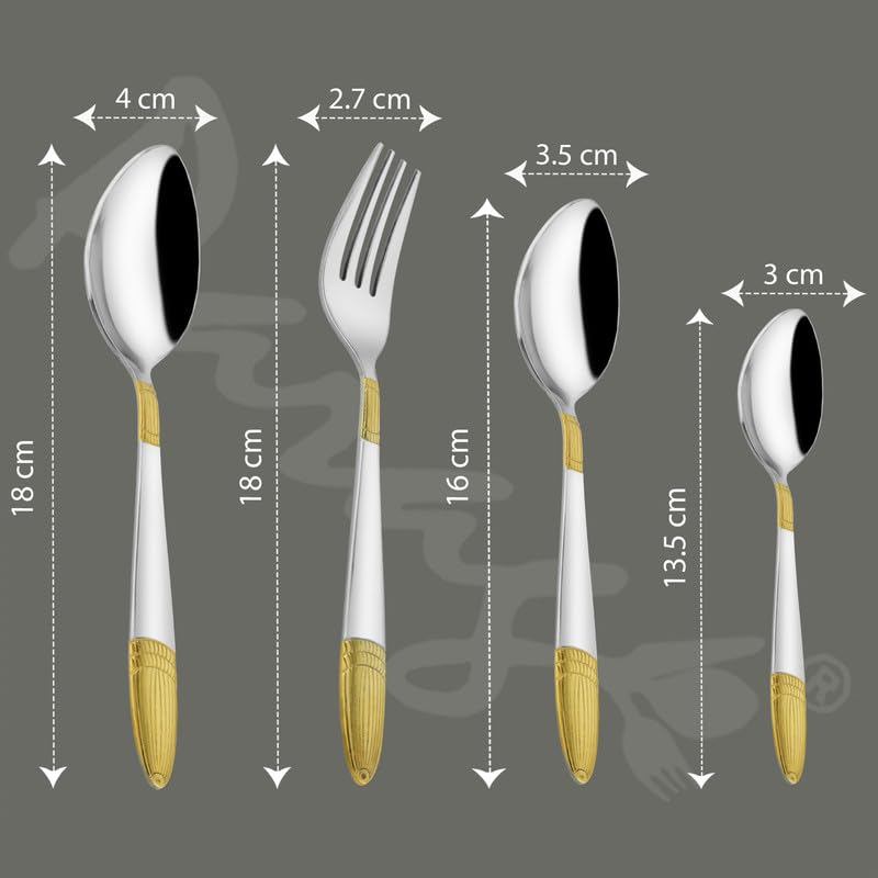 24pc Stainless Steel Golden Cutlery | Gift Box | Ivory Design