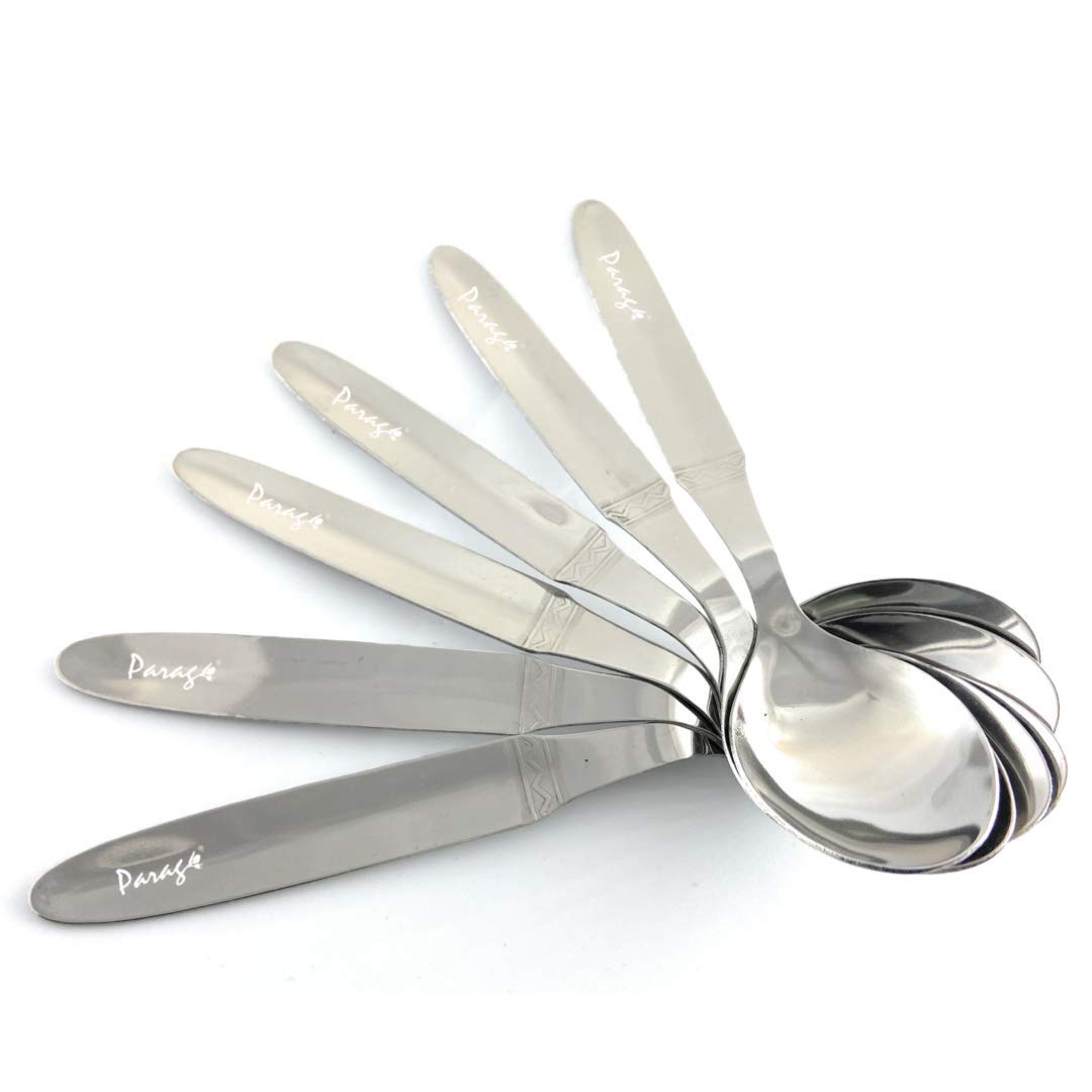 12 Pcs Stainless Steel Dinner Spoon Set | 15.5 cm Super King Table Spoons Silver