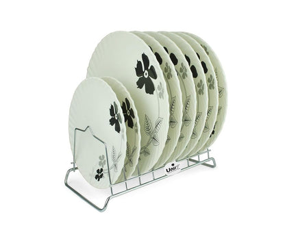 2 Pieces Stainless Steel Plate Rack, Kitchen Utensil Stand, Dish Organizer for Cabinet, Chrome Silver