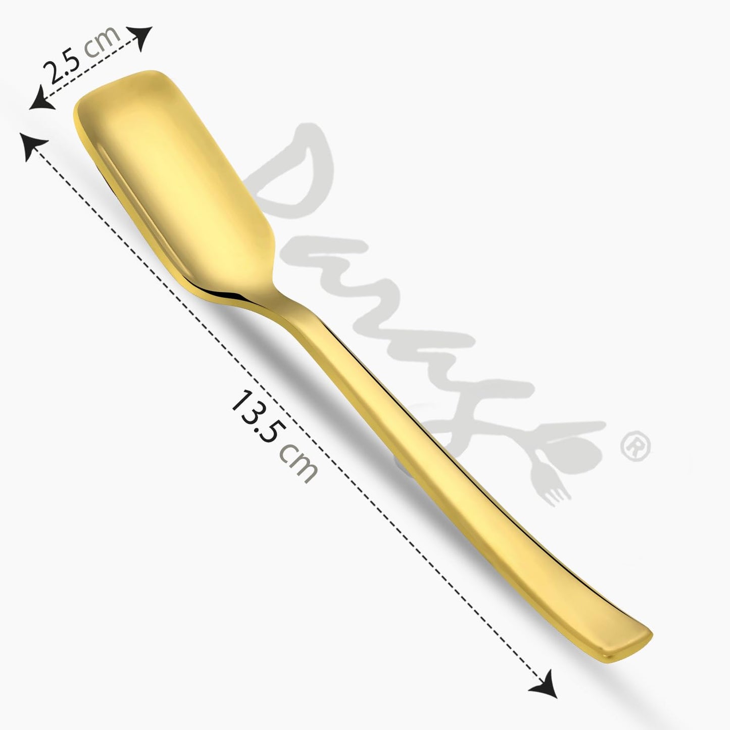 6 Pcs Stainless Steel Gold Ice Cream Spoon Set – Luxury Dining Tableware, 13.5cm, Food Grade, Durable & Stylish, Home & Kitchen Gift