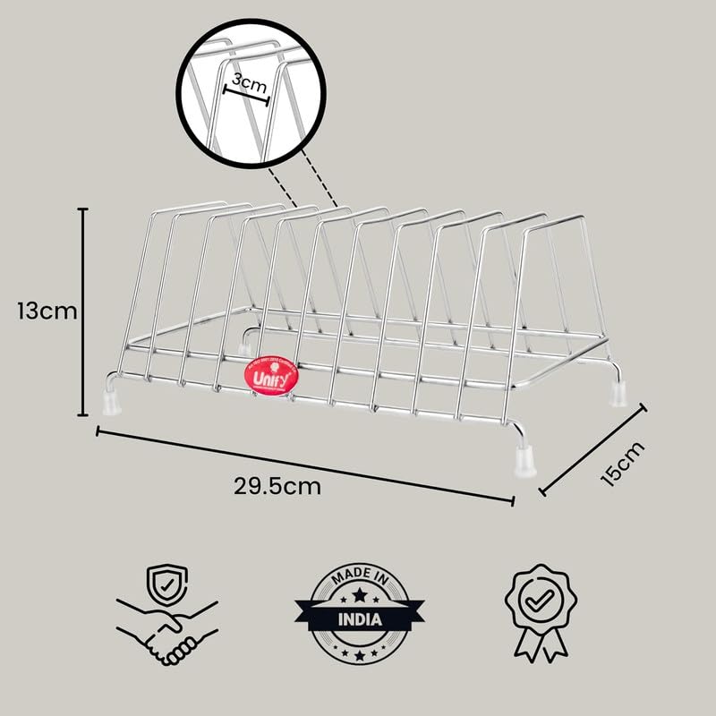 2 Pcs Stainless Steel Plate Rack & Lid Holder | Kitchen Utensil Stand (Silver)