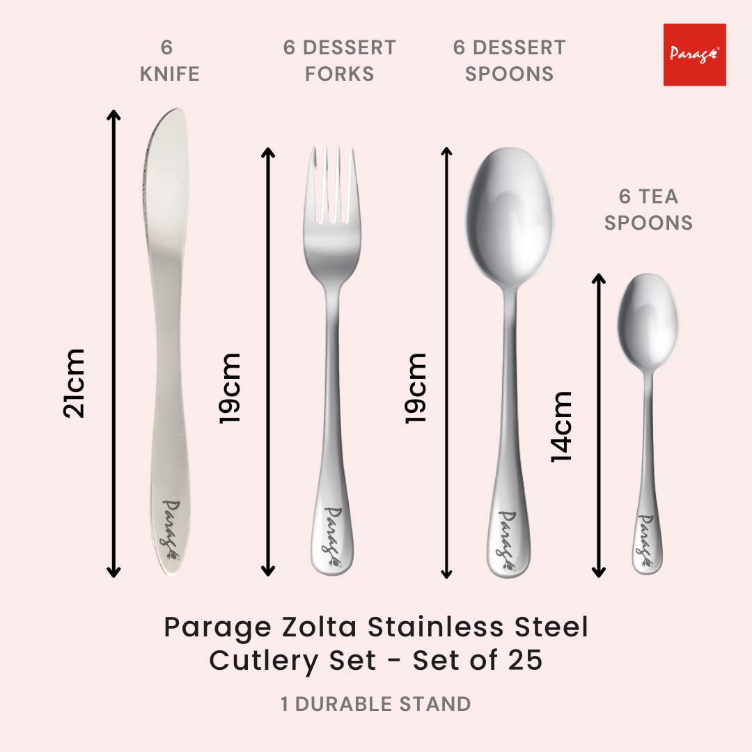 25 Pcs Stainless Steel Cutlery Set with Stand for Kitchen & Dining | Blue