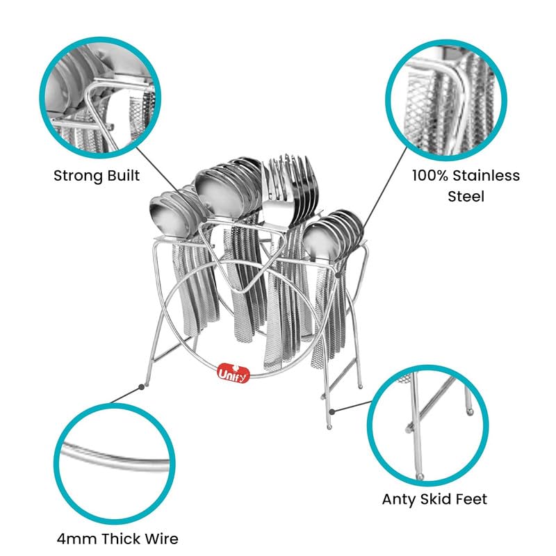 2 Pcs Stainless Steel Cutlery Stand Combo | Spoon Holder for Dining Table (Square)