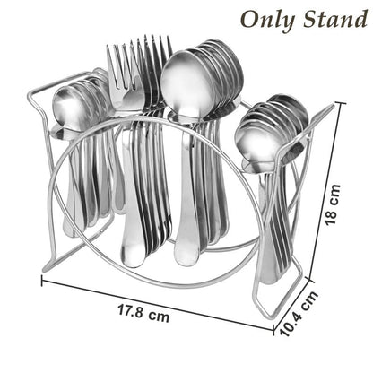 Stainless Steel Cutlery Stand – Heavy Duty Oval Rack for 24 Pieces, Chrome Finish