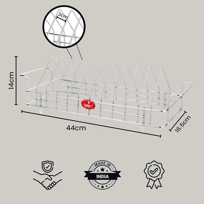 2 Pcs Stainless Steel Plate Rack Combo | 10 Section Utensil Stand for Kitchen Cabinet (Silver)