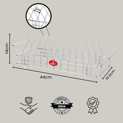 2 Pcs Stainless Steel Plate Rack Combo | 10 Section Utensil Stand for Kitchen Cabinet (Silver)