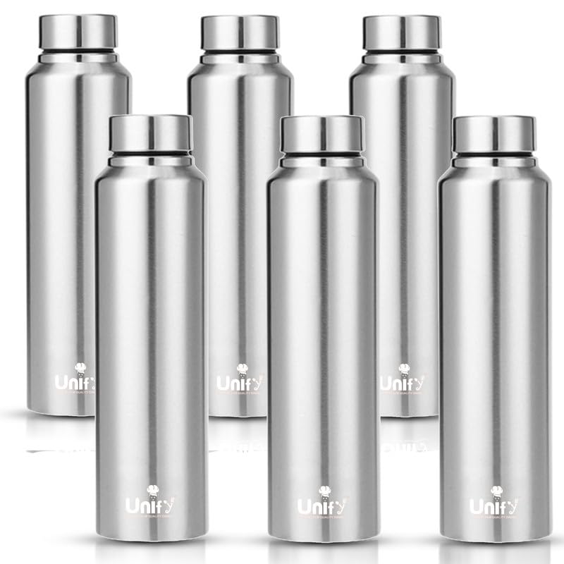 Stainless Steel Water Bottle 950 ml for Fridge, Office, School, Gym & Travel | Leak-Proof, Rust-Free, BPA-Free (Set of 6, Saturn)