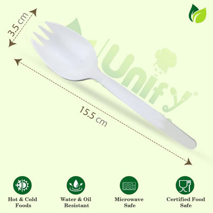 100pc Biodegradable Cornstarch Spork Set | Eco-Friendly
