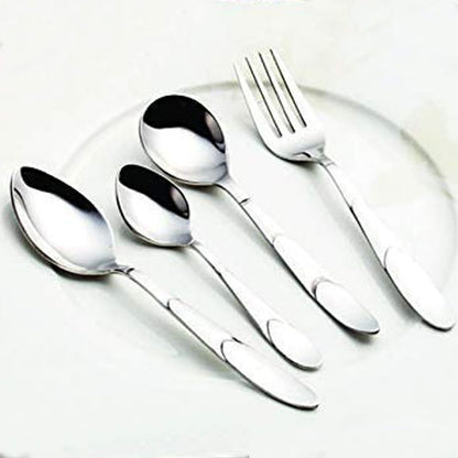 24 Pcs Stainless Steel Cutlery Set for Home & Kitchen | Silver Luxury Tableware