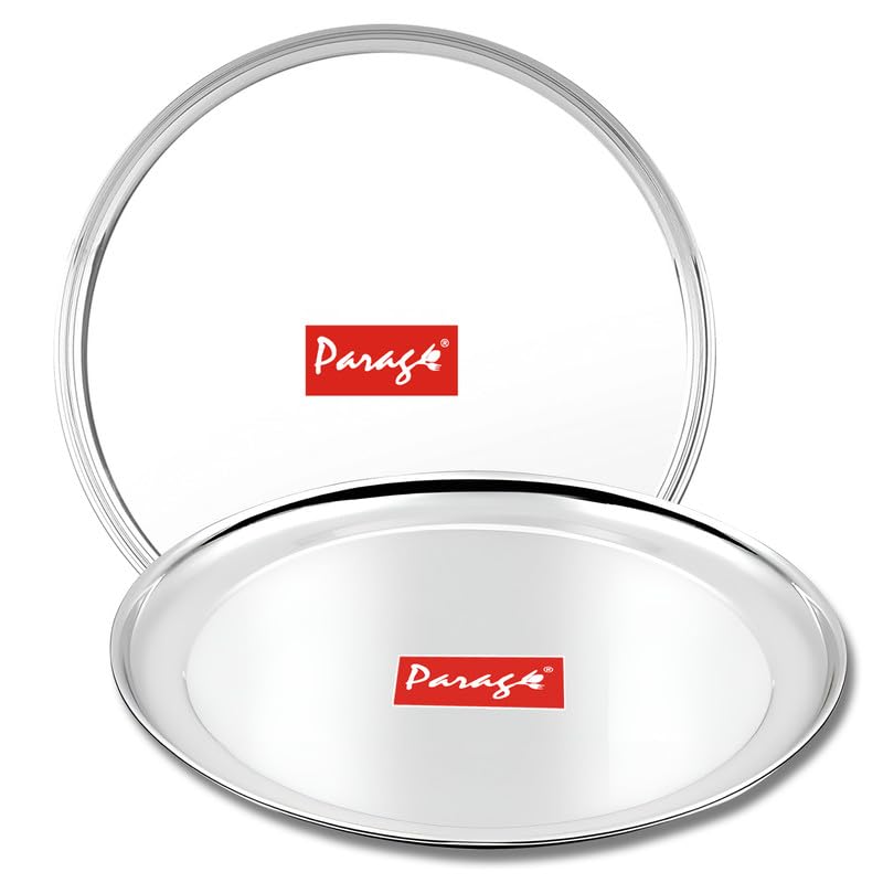 2pc Stainless Steel Raj Bhog Plate | 12in Heavy Gauge | Silver