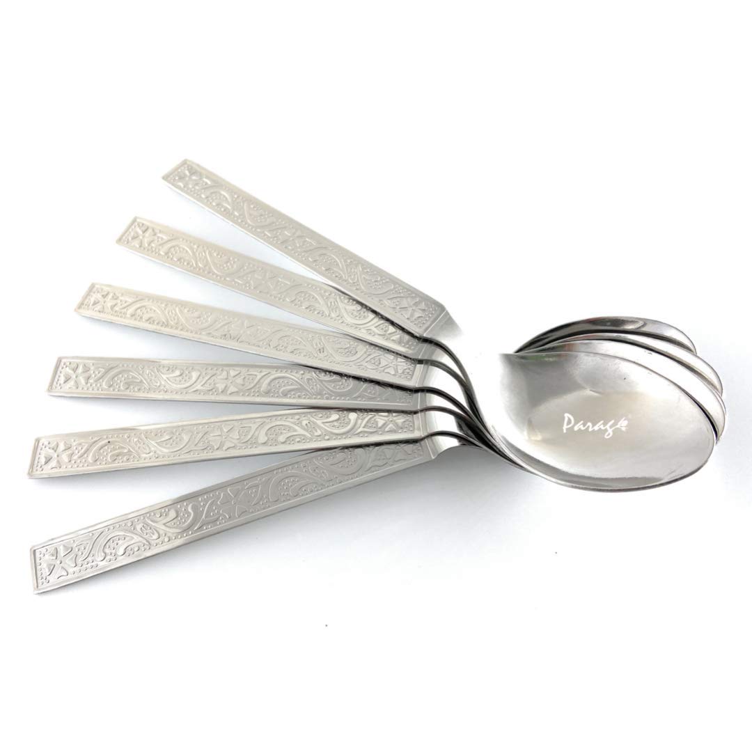 12 Pcs Stainless Steel Dinner Spoon Set | 15.5 cm Delux Table Spoons Silver