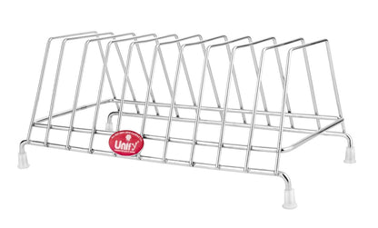 2 Pcs Stainless Steel Plate Rack & Lid Holder | Kitchen Utensil Stand (Silver)