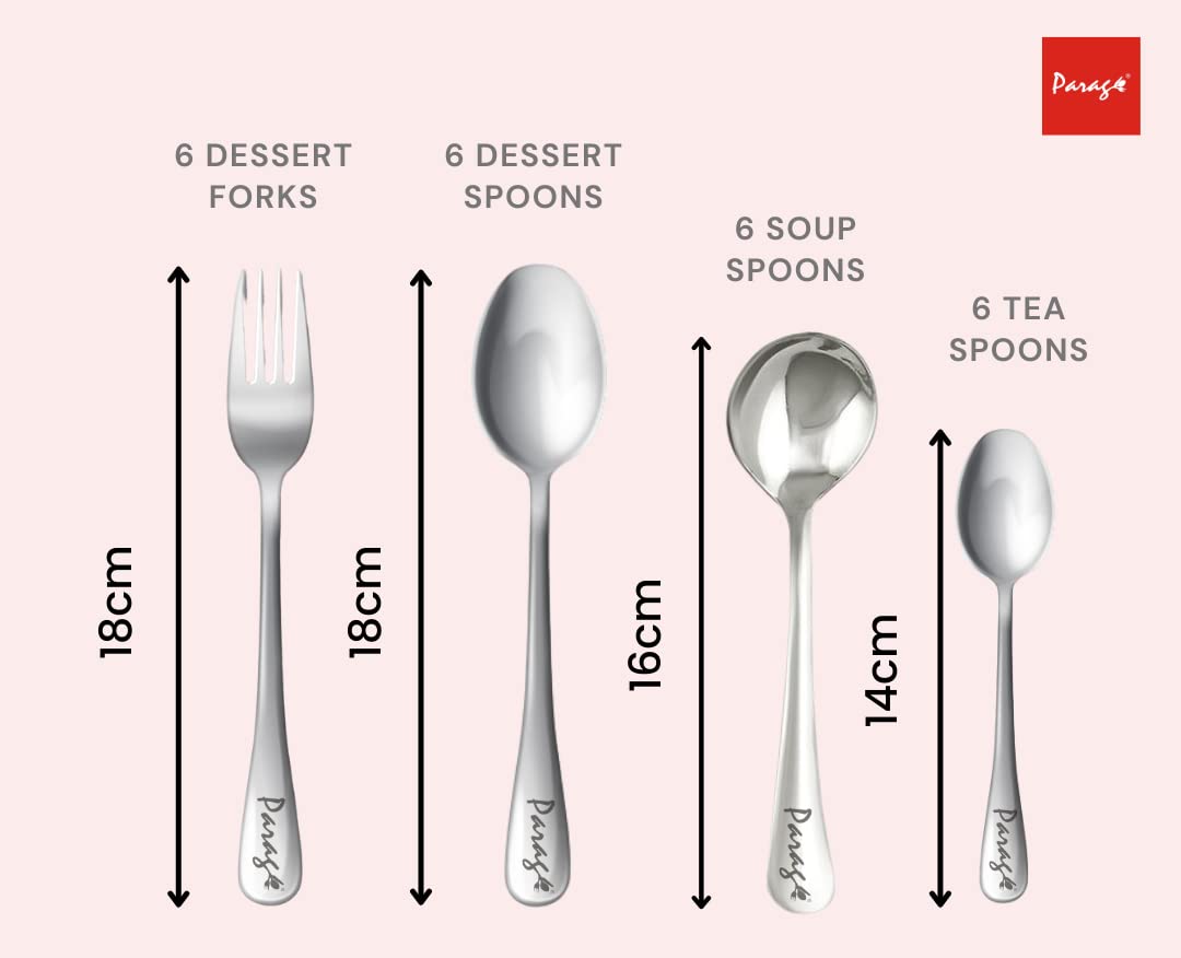 24 Pcs Stainless Steel Cutlery Set for Home & Kitchen | Silver Luxury Tableware