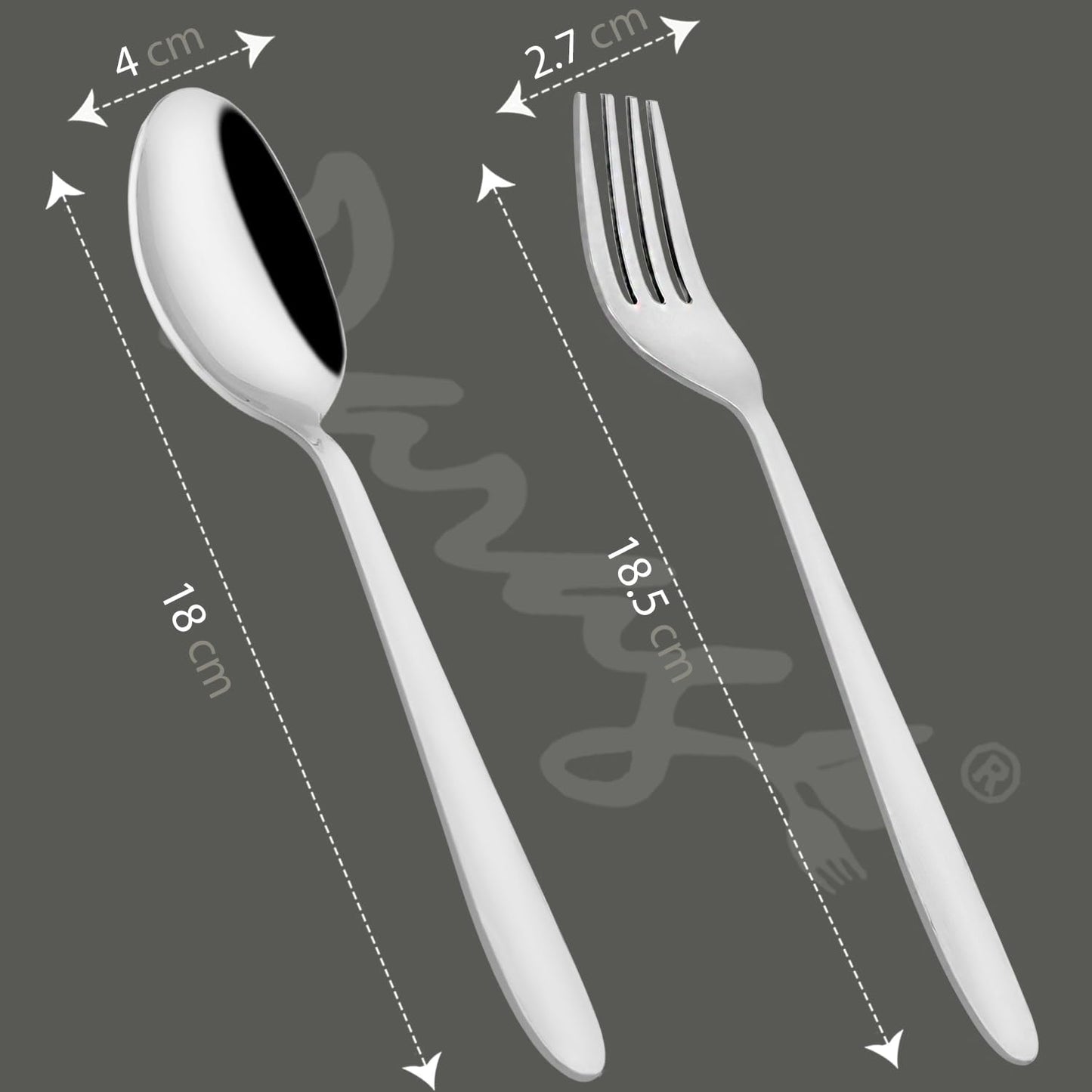 12 Pcs Stainless Steel Spoon & Fork Set | Sigma Design Cutlery Set for Home & Kitchen, Silver