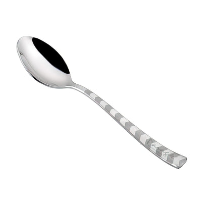 Stainless Steel Dessert Spoon Set of 6 | Premium Arrow Design Table Spoons | 18 cm, Silver
