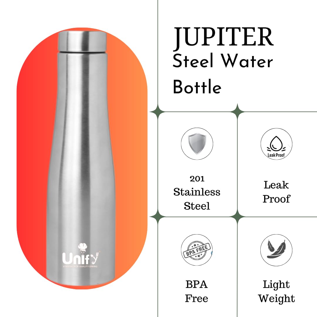 Stainless Steel Water Bottle 1 Litre | Leak-Proof Fridge Bottle for Home, Gym & Travel | 1000 ml, Silver