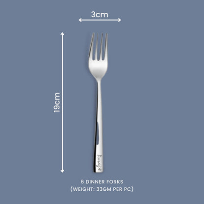6-Piece Stainless Steel Table Fork Set | Fruit & Dining Forks, 18 cm, Silver