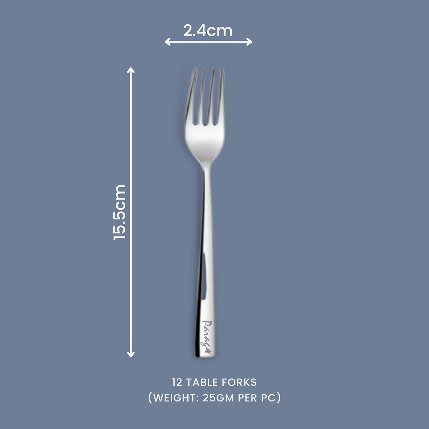12 Pcs Stainless Steel Dinner Forks – 15.5 cm Silver Fruit & Dining Table Forks, Premium Cutlery Set for Home, Kitchen & Dining Tableware