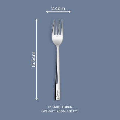 12 Pcs Stainless Steel Dinner Forks – 15.5 cm Silver Fruit & Dining Table Forks, Premium Cutlery Set for Home, Kitchen & Dining Tableware