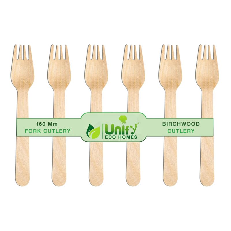 100 Pcs Disposable Wooden Forks | 160mm, Eco-Friendly, Biodegradable | Party, Wedding