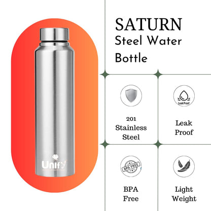 Stainless Steel Water Bottle 950 ml for Fridge, Office, School, Gym & Travel | Leak-Proof, Rust-Free, BPA-Free (Set of 6, Saturn)
