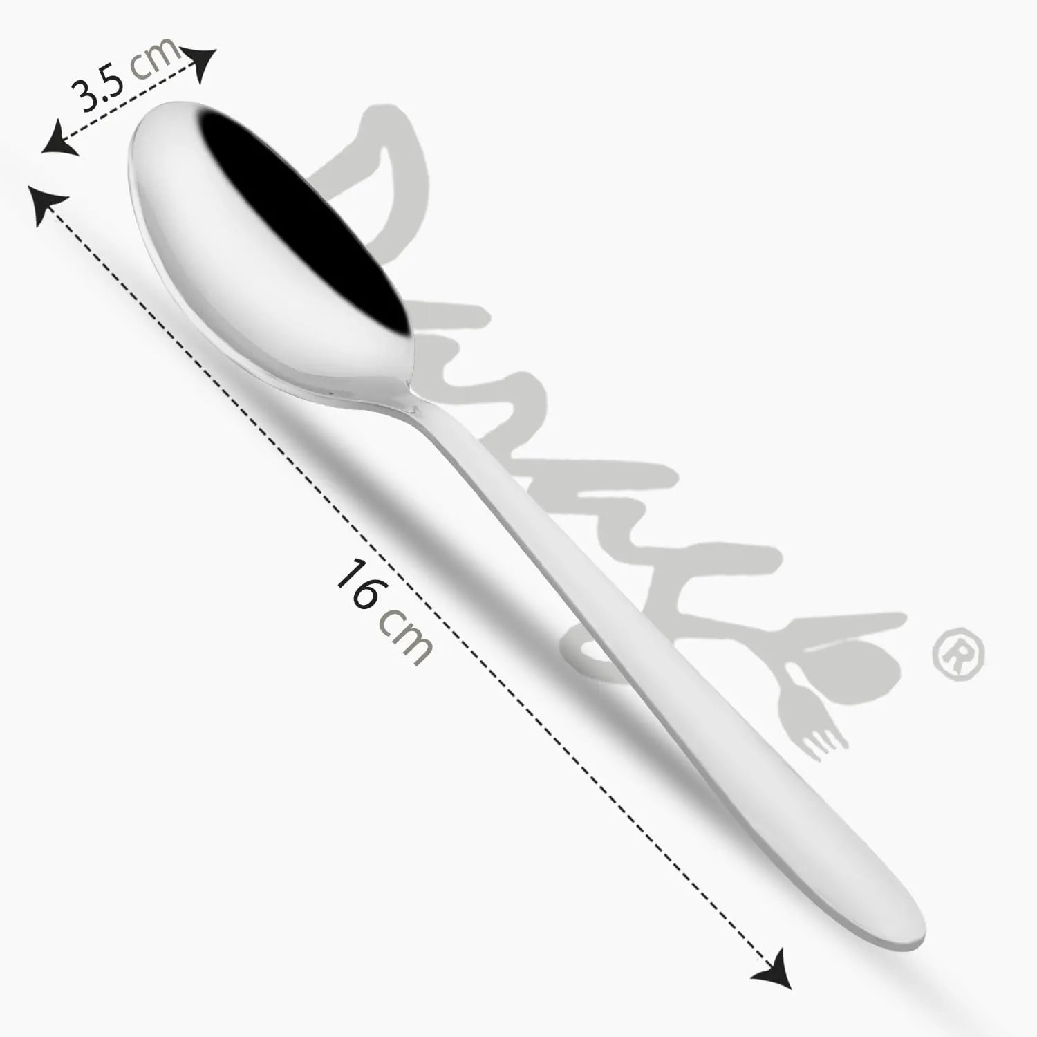 Stainless Steel Dinner Spoon Set of 12 | 16 cm Silver Spoons for Home & Kitchen | Sigma Design 12SIGMA17BS 2