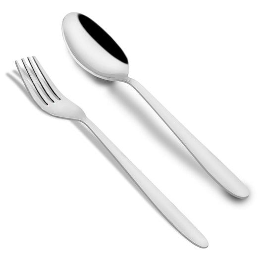 12 Pcs Stainless Steel Spoon & Fork Set | Sigma Design Cutlery Set for Home & Kitchen, Silver