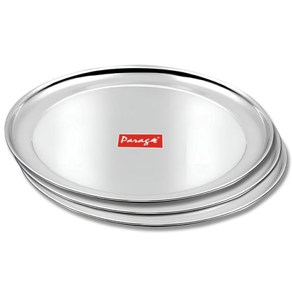 3pc Stainless Steel Raj Bhog Plate | 12in Heavy Gauge