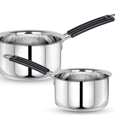 2pc Stainless Steel Saucepan Set | 1.25L & 1.75L | Silver