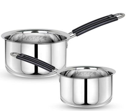 2pc Stainless Steel Saucepan Set | 1.25L & 1.75L | Silver