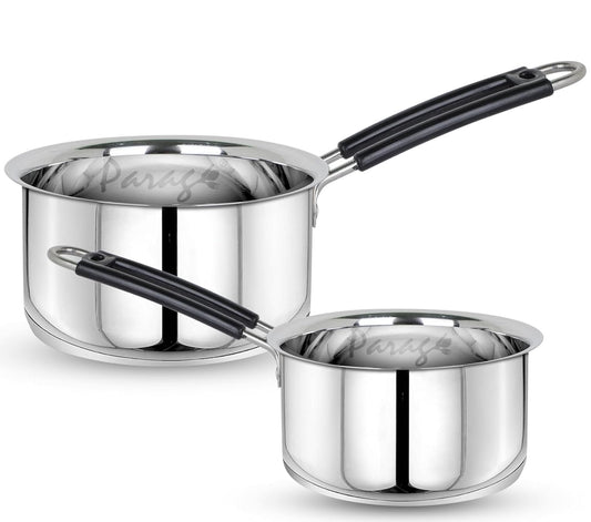 2pc Stainless Steel Saucepan Set | 1.25L & 1.75L | Silver