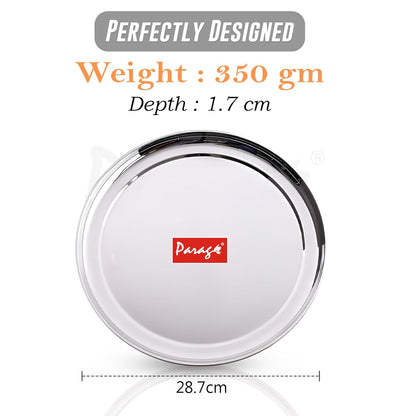 9pc Stainless Steel Raj Bhog Plate | 12in Heavy Gauge